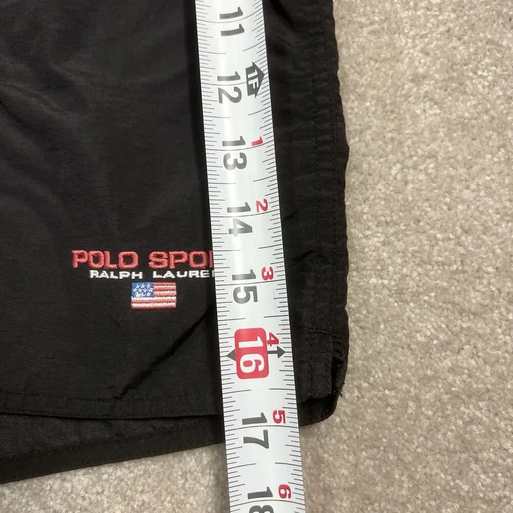 Vintage Polo Sport Ralph Lauren Swimming Shorts‎ Mens Large Black Trunks Lined